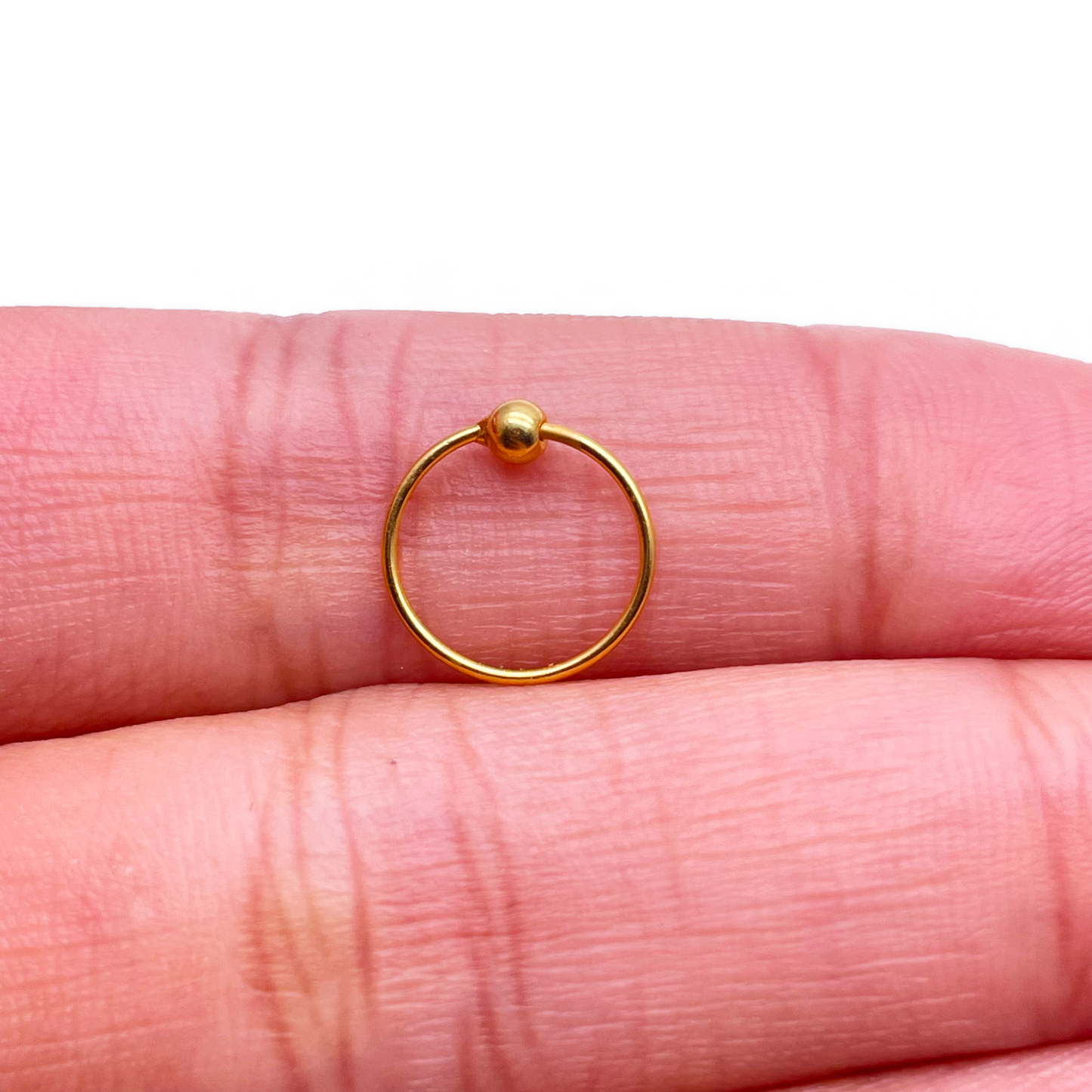 Anneau de nez simple en or jaune poli 22 carats 10 mm