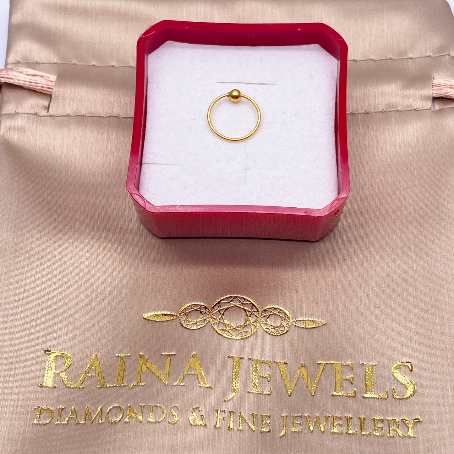 Anneau de nez simple en or jaune poli 22 carats 10 mm