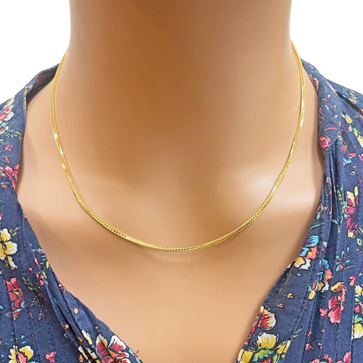 Collier Chaîne Tresse Solide Or Jaune 22 carats 18 pouces 1,6 mm de Largeur
