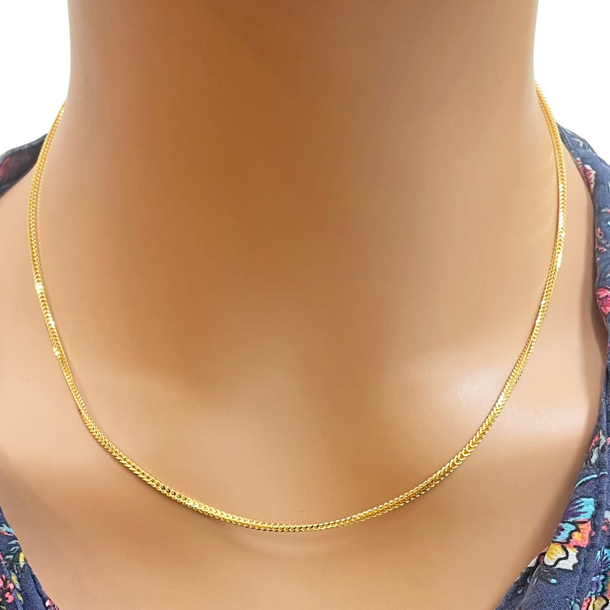 Collier Chaîne Tresse Solide Or Jaune 22 carats 18 pouces 1,6 mm de Largeur