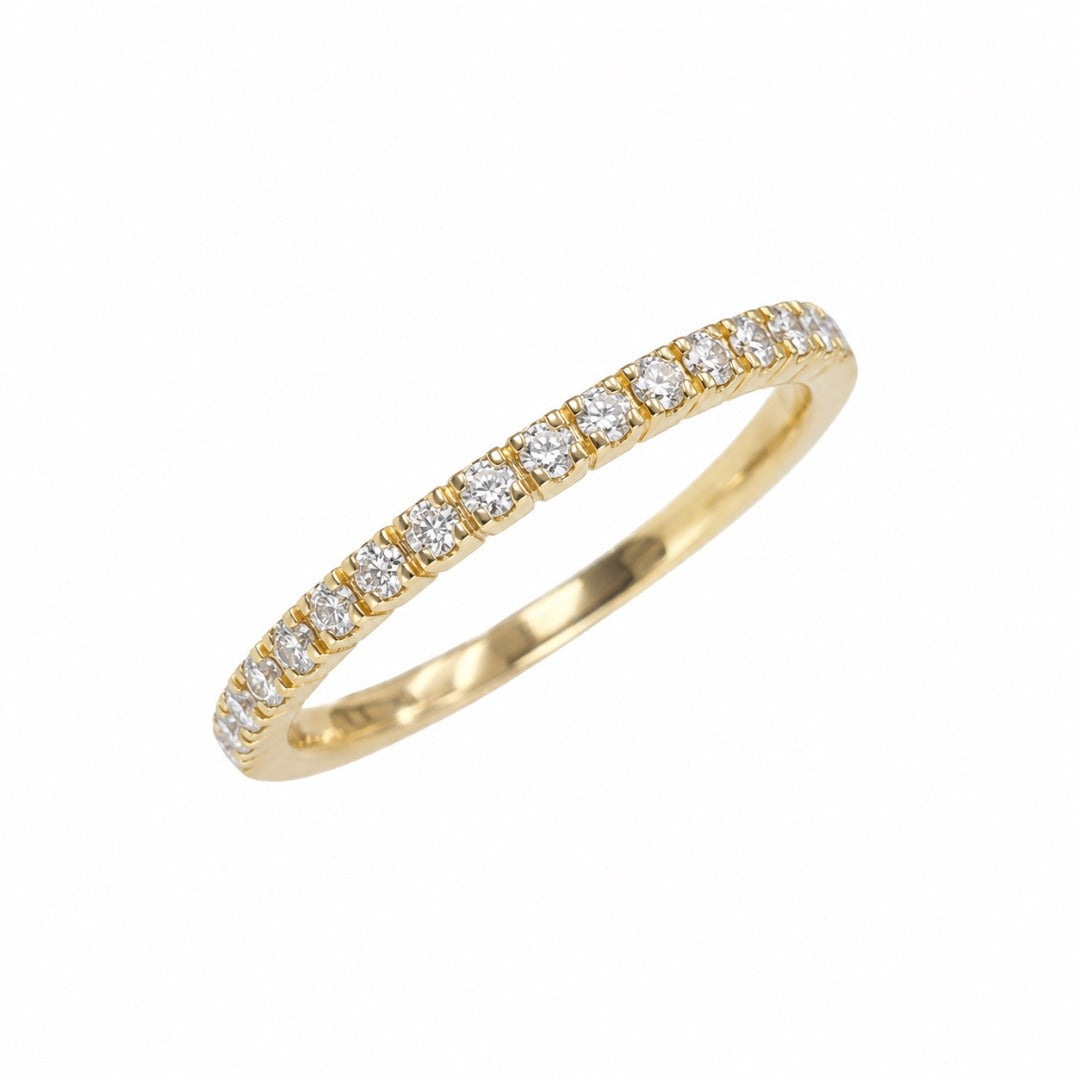 18ct Yellow Gold Round Diamond Half Eternity Band Claw Set 0.26ct