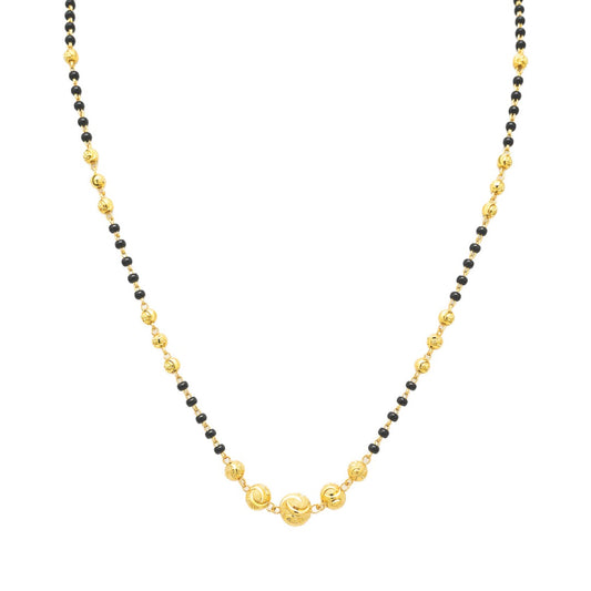 Collier mangalsutra en or jaune 22 carats perlé taille diamant 18,5