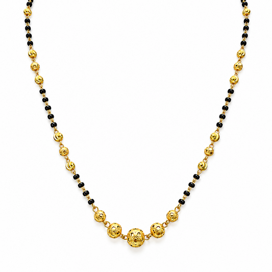 Collier mangalsutra en or jaune 22 carats avec perles taillées au diamant, 18,5 pouces