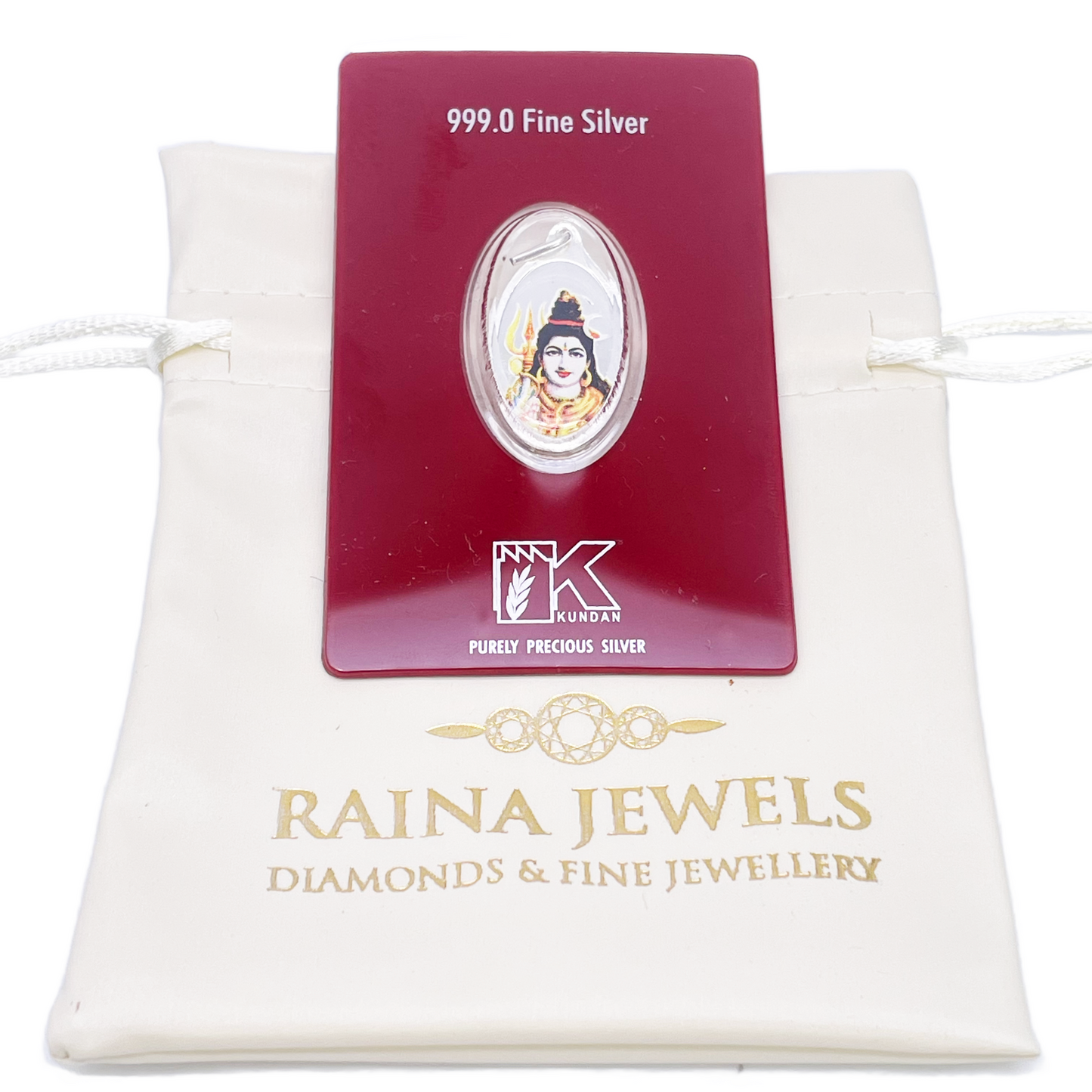 999.9 Feinsilber 5 Gramm Farbiger Shankar / Shiva Anhänger Versiegelte Packung