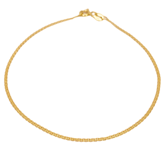 22ct Yellow Gold Flat High Polished Thin Minimalist Bracelet 7'' inch 2.1mm
