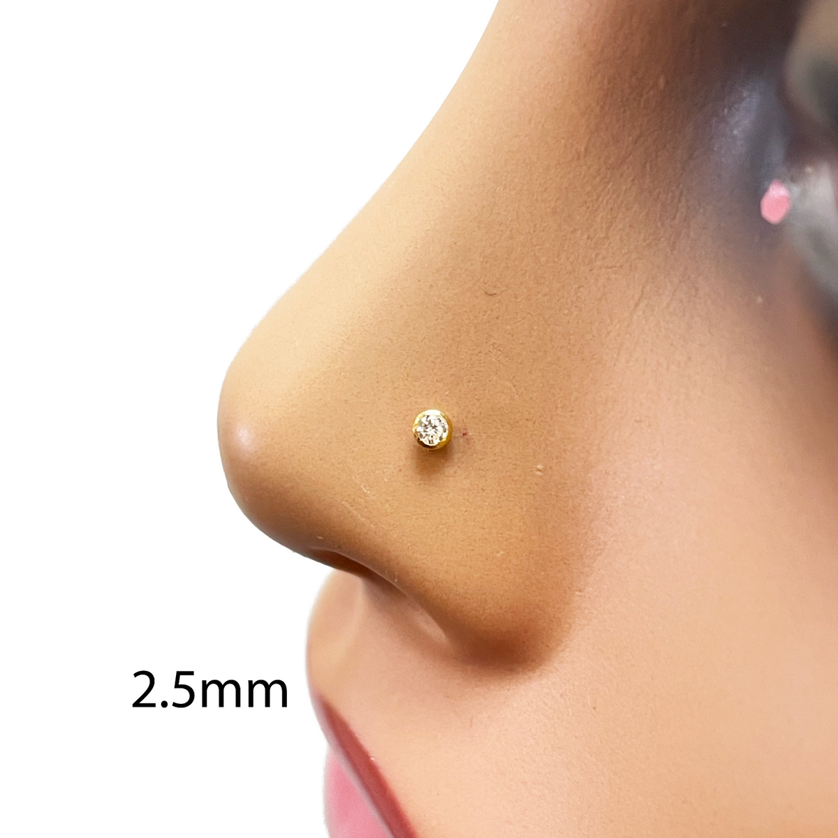 22 Karat Gelbgold runde Lünette Kinderohrstecker 2,5-4,5 mm
