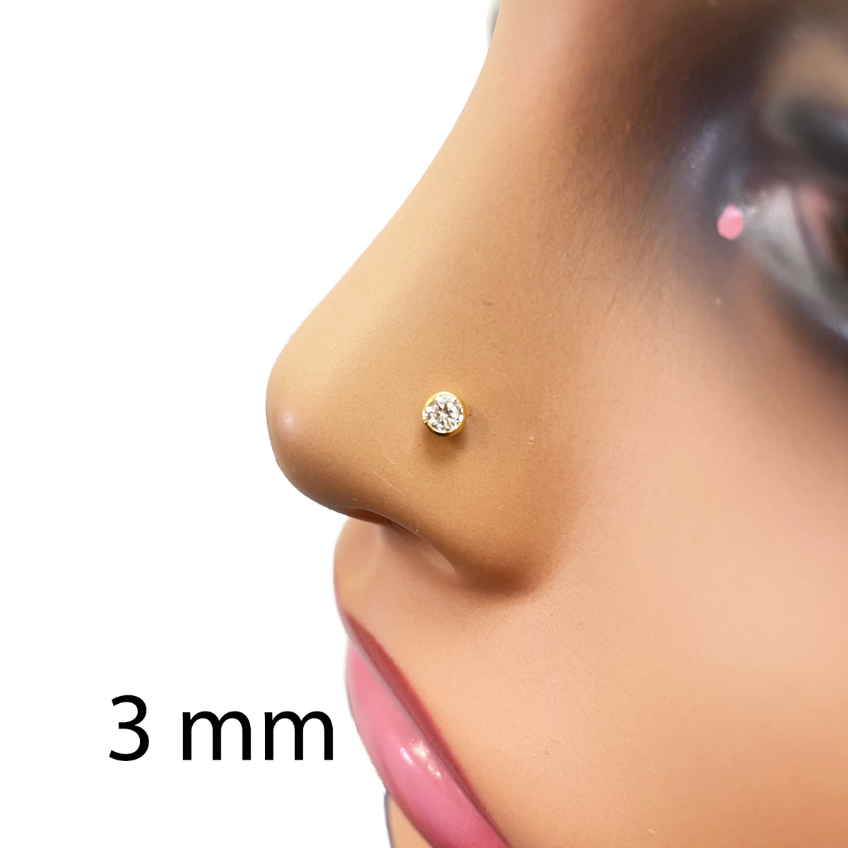 22 Karat Gelbgold runde Lünette Kinderohrstecker 2,5-4,5 mm