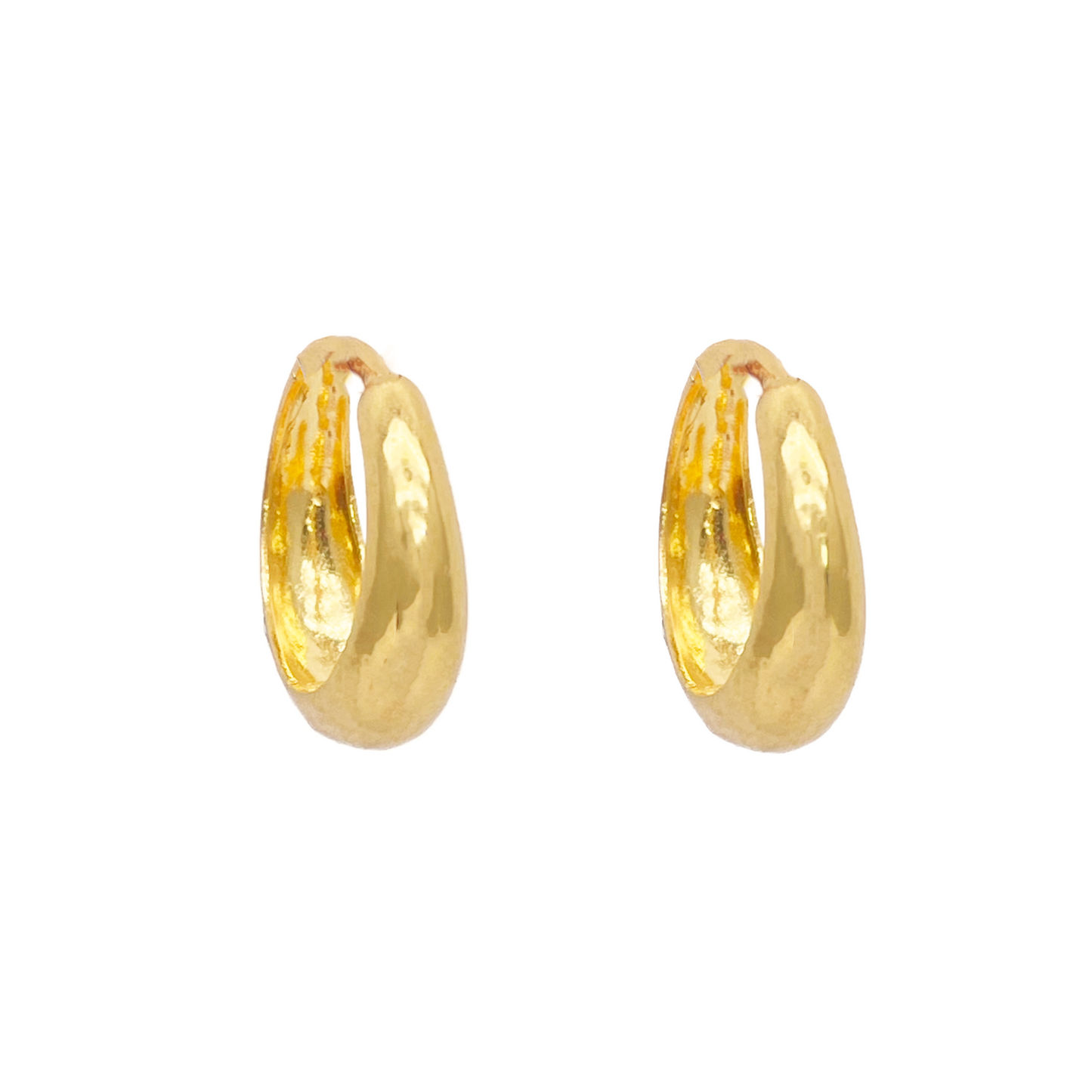 Boucles d'oreilles créoles huggie dôme hautement polies en or jaune 18 carats, diamètre 10,8 mm