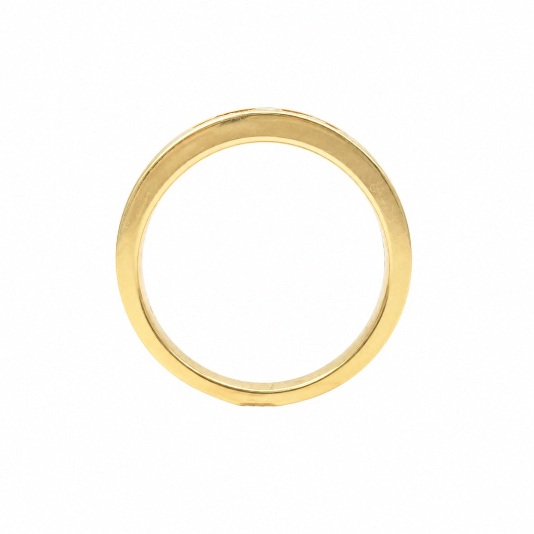 18ct Yellow Gold Natural Emerald & Diamond Channel Band 0.70ct