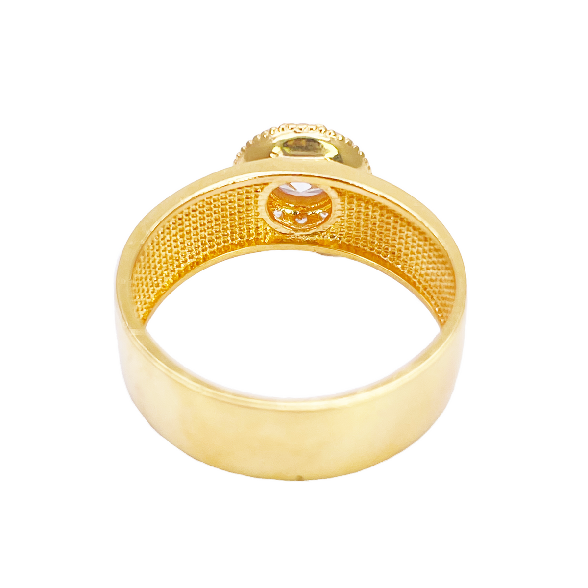 22 Karat Gold Zirkonia Halo Ring Hochglanzpoliert 8,6 mm Breite