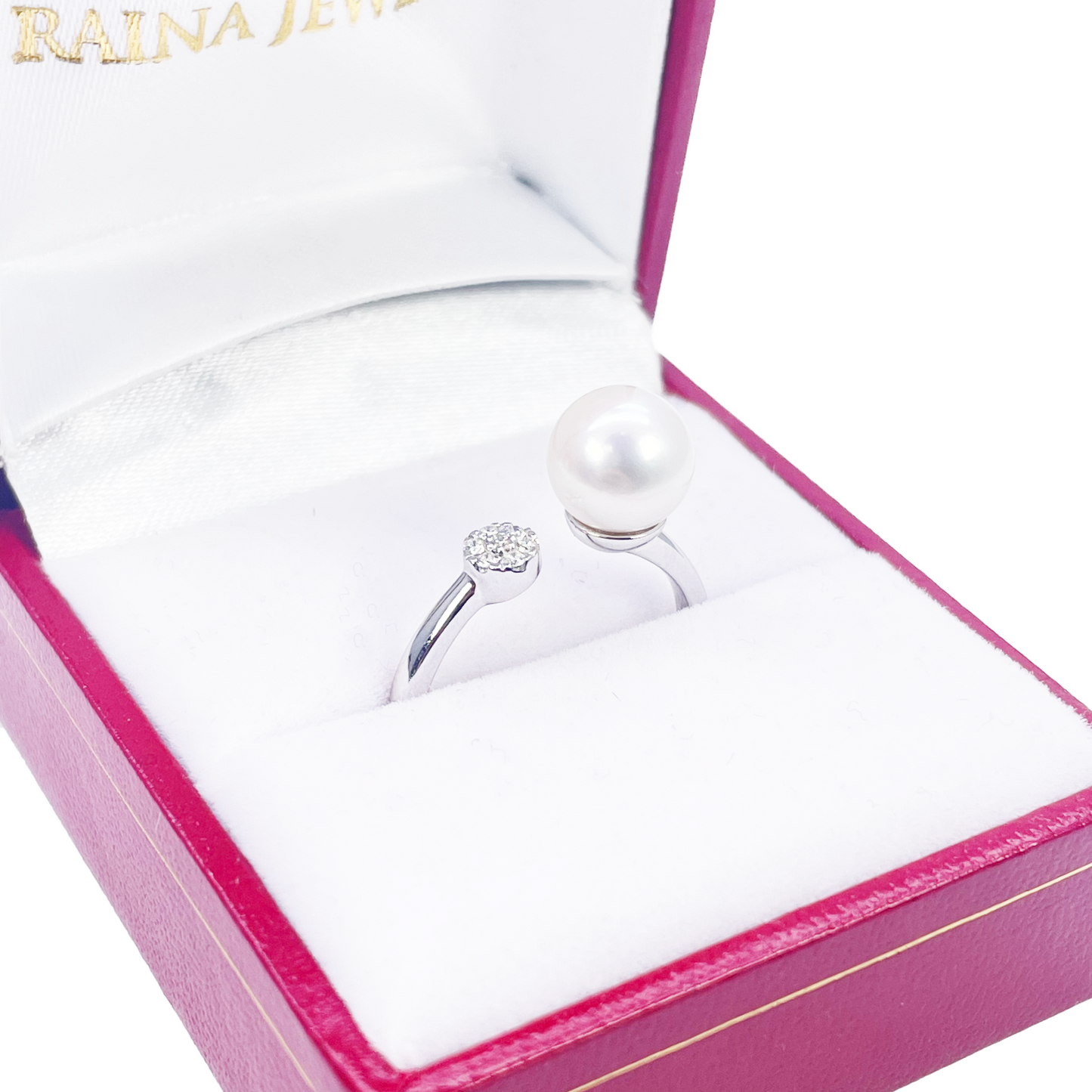 18 Karat Gold Süßwasserperlen Diamantring Natur Rund 0,05 Karat