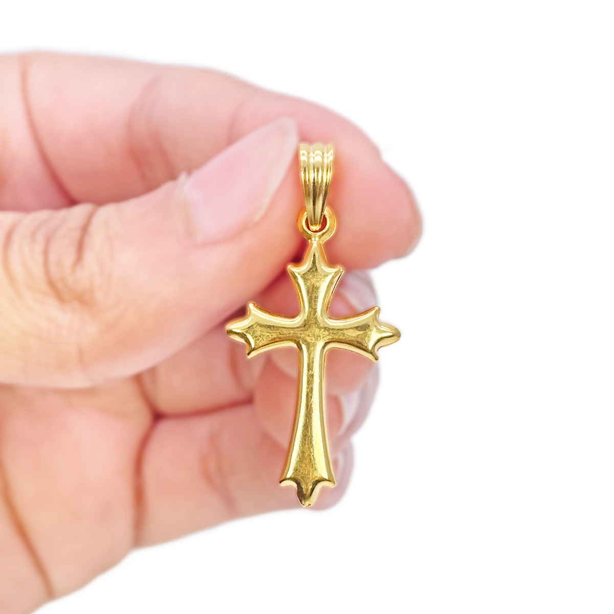 Pendentif croix léger en or jaune 22 carats, 33 mm de long, 16 mm de large