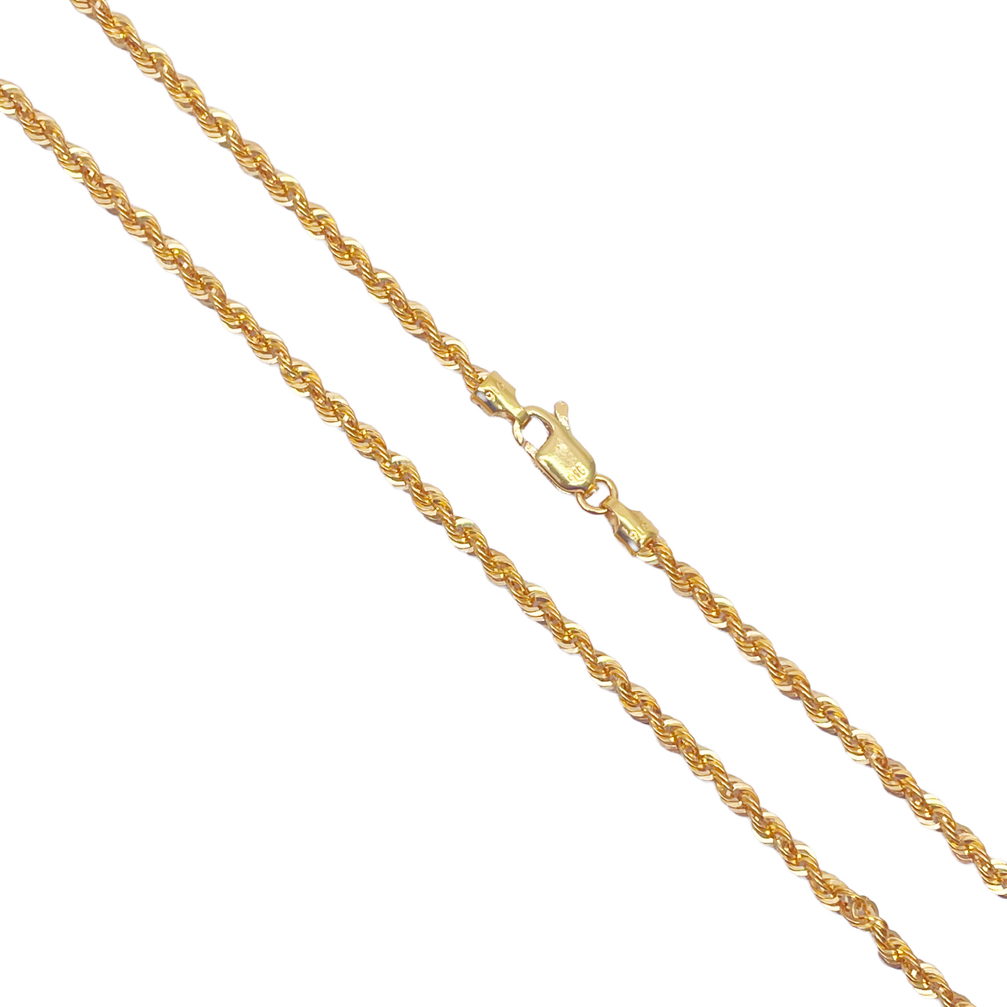 22ct Yellow Gold Lightweight Hollow Rope Chain Necklace 22 inches 2.6mm Width