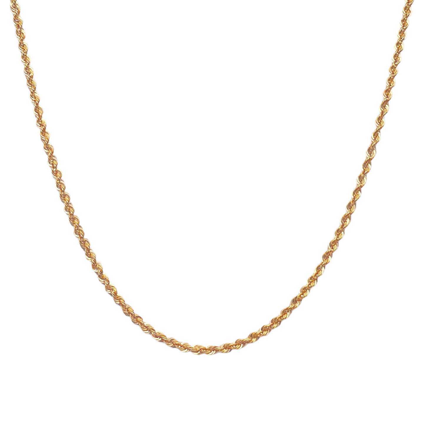 22ct Yellow Gold Lightweight Hollow Rope Chain Necklace 22 inches 2.6mm Width