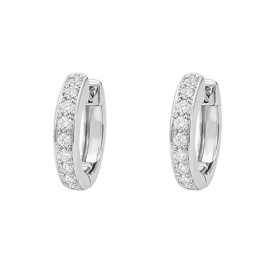 18ct White Gold 0.33ct Natural Diamond Pave Set Huggie Hoop Earrings