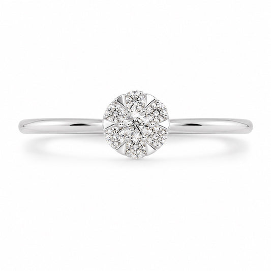 18ct White Gold 0.24ct Natural Diamond Seven Stone Cluster Illusion Ring