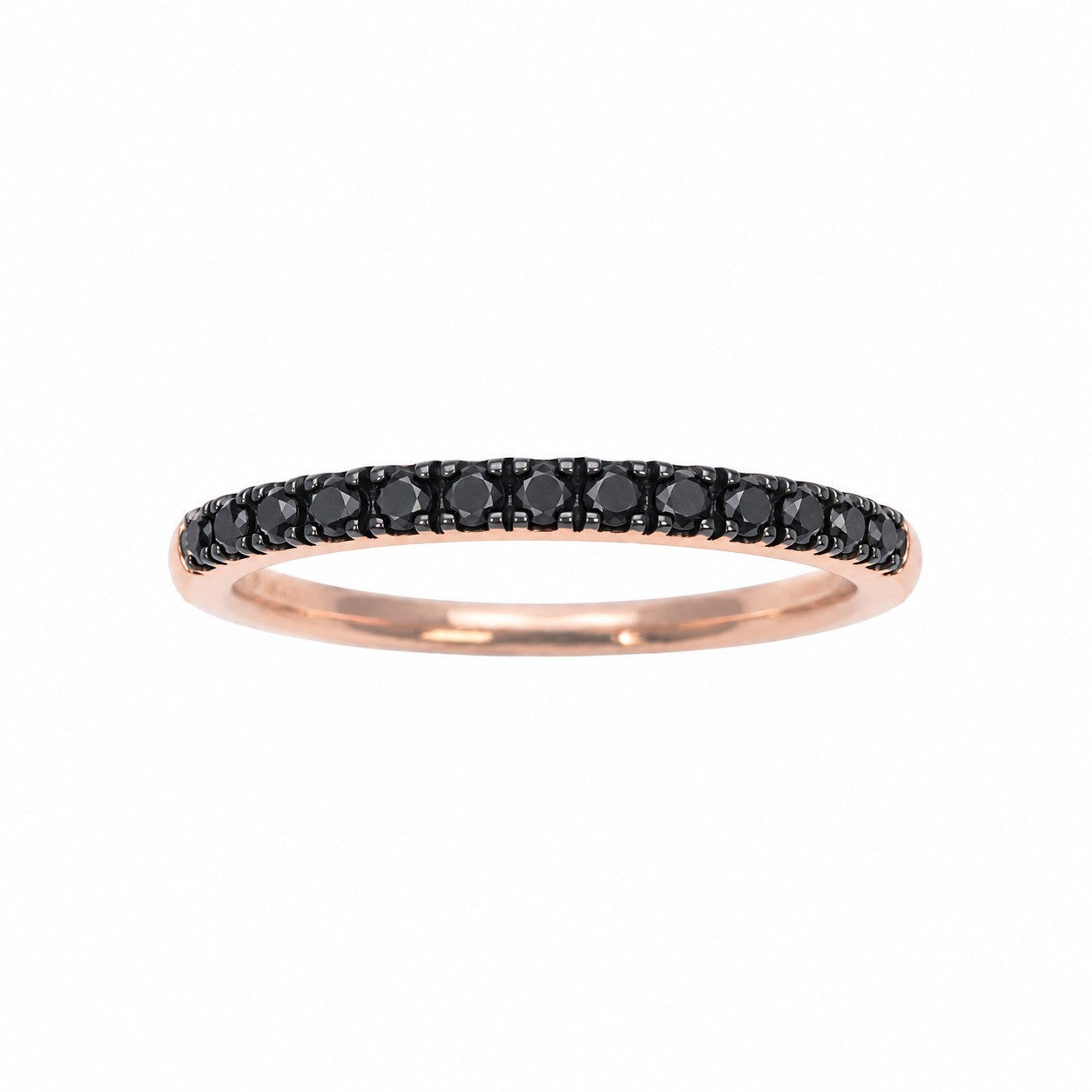 14ct Rose Gold Stackable Black Diamond Half Eternity Ring 0.28ct