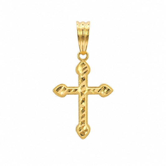 22ct Yellow Gold Diamond Cut Cross Pendant 27x14mm