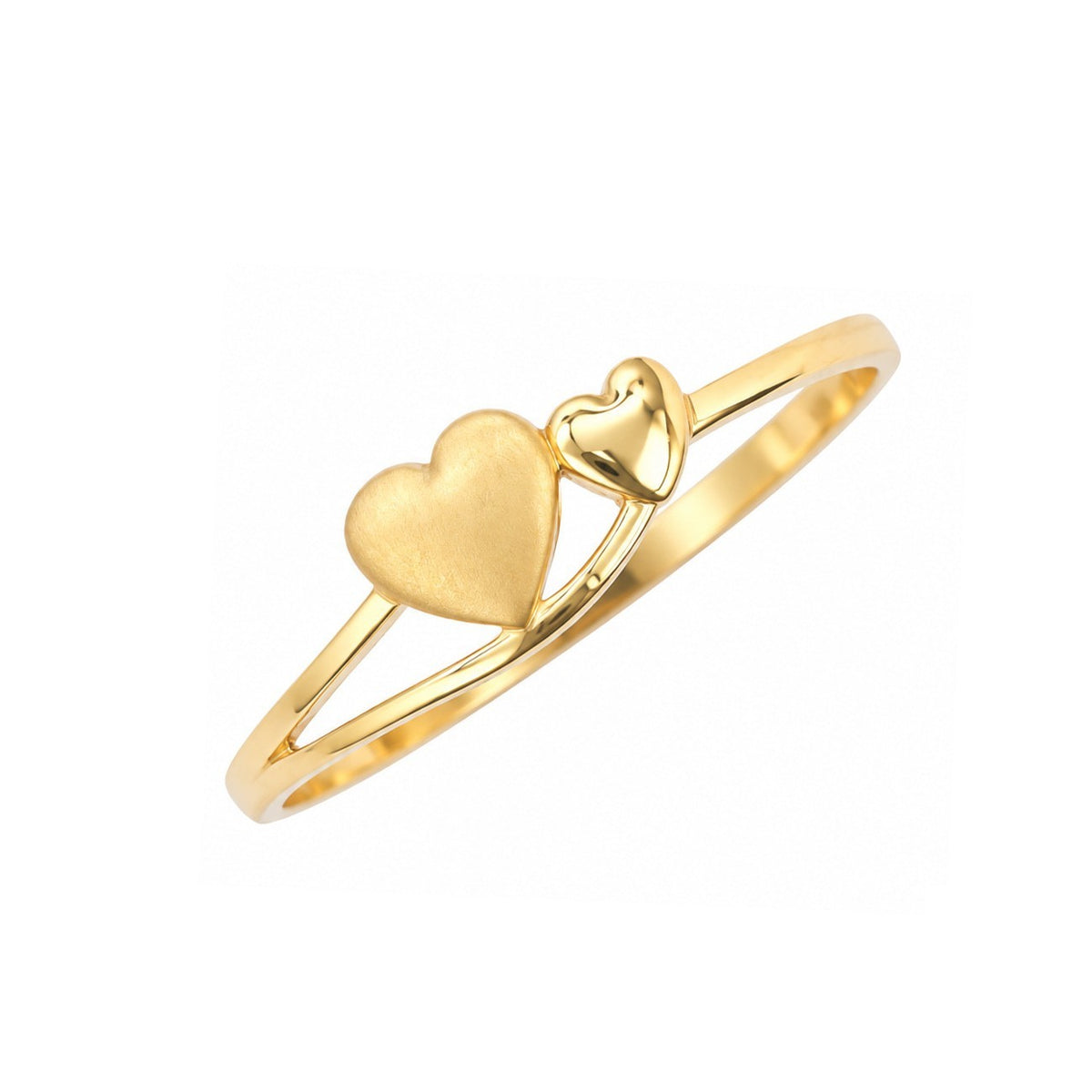 22ct Yellow Gold Double Heart Ring Bypass Split Shank Love Band