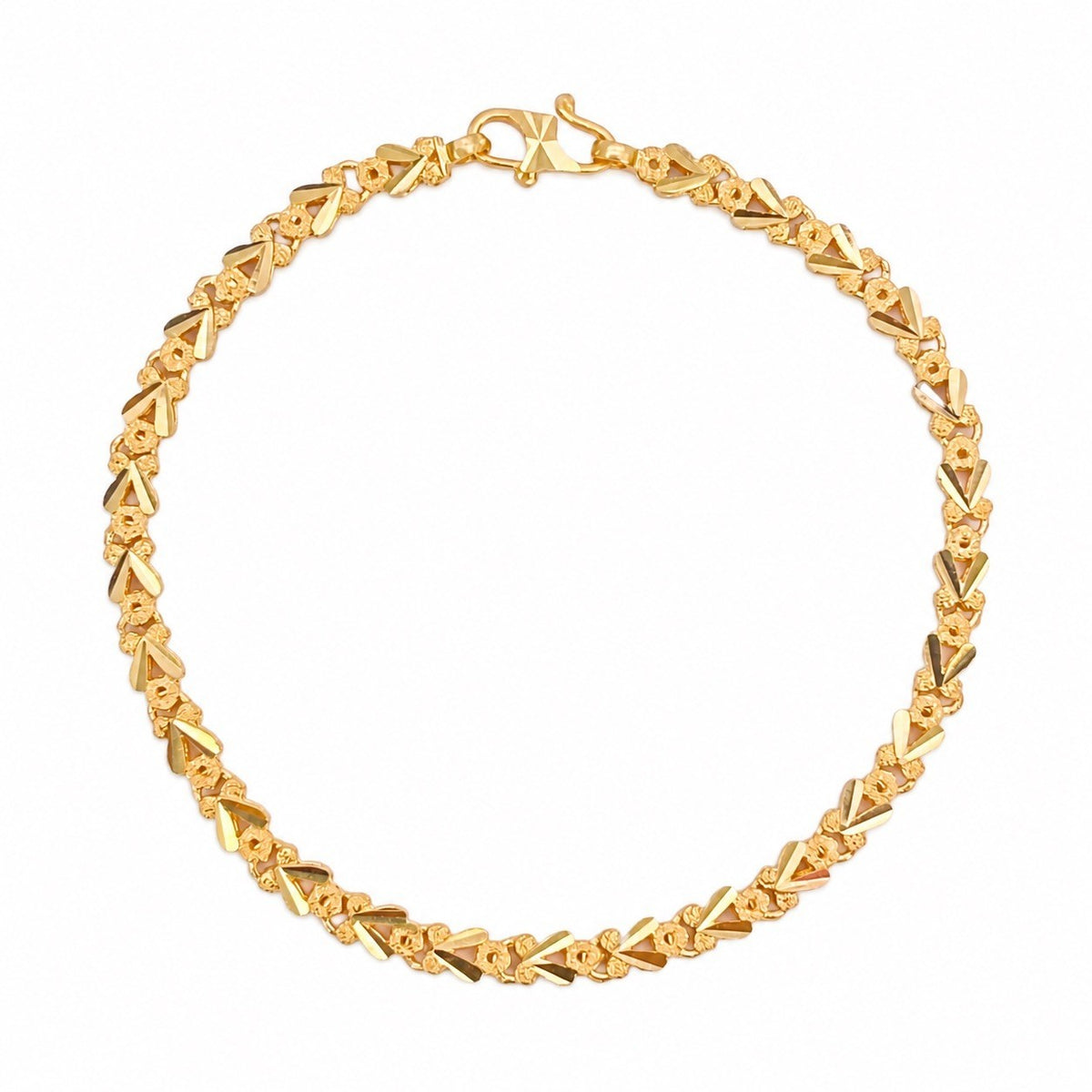 22ct Yellow Gold Chevron V Link Bracelet Diamond Cut Fancy Chain