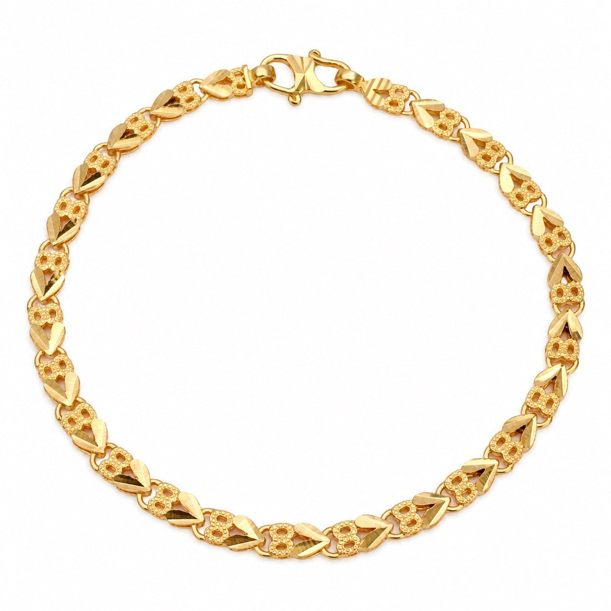 22ct Yellow Gold Chevron V Link Bracelet Diamond Cut Fancy Chain