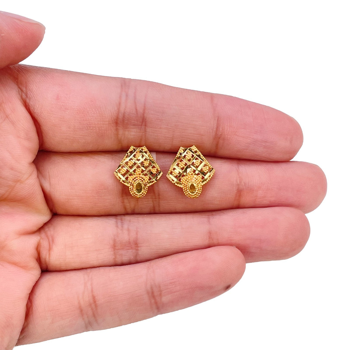 22ct Yellow Gold Filigree Necklace & Earring Set Diamond Lattice