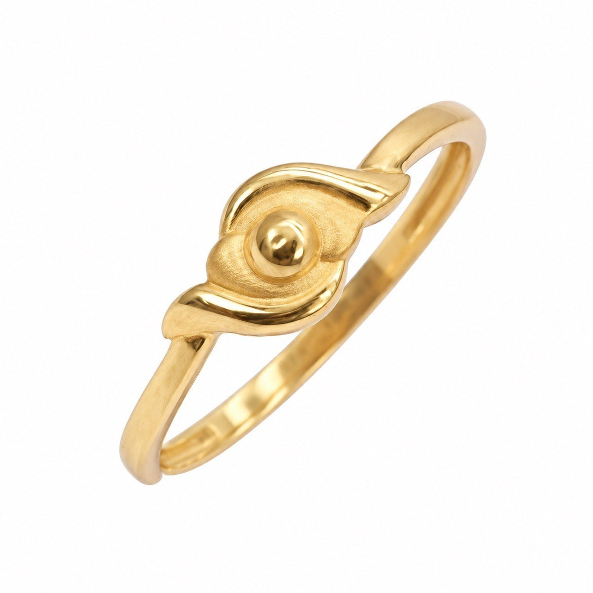 22ct Yellow Gold Minimalist Abstract Swirl Ring Center Bead