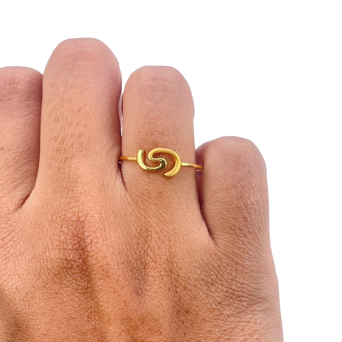 22ct Yellow Gold Double Swirl Ring High Polished Wave Design