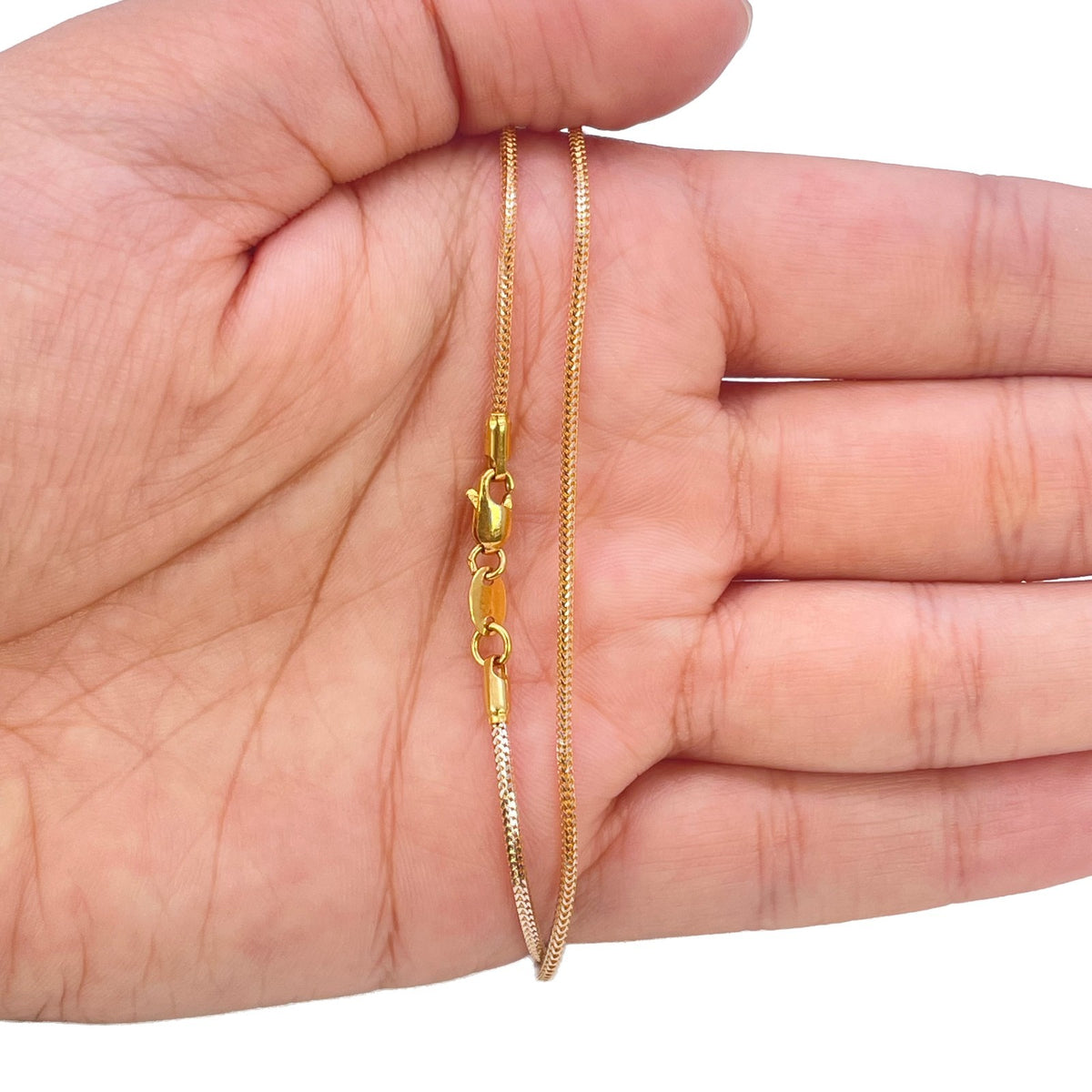 22ct Yellow Gold Two Tone Foxtail Chain Necklace 20 Inches
