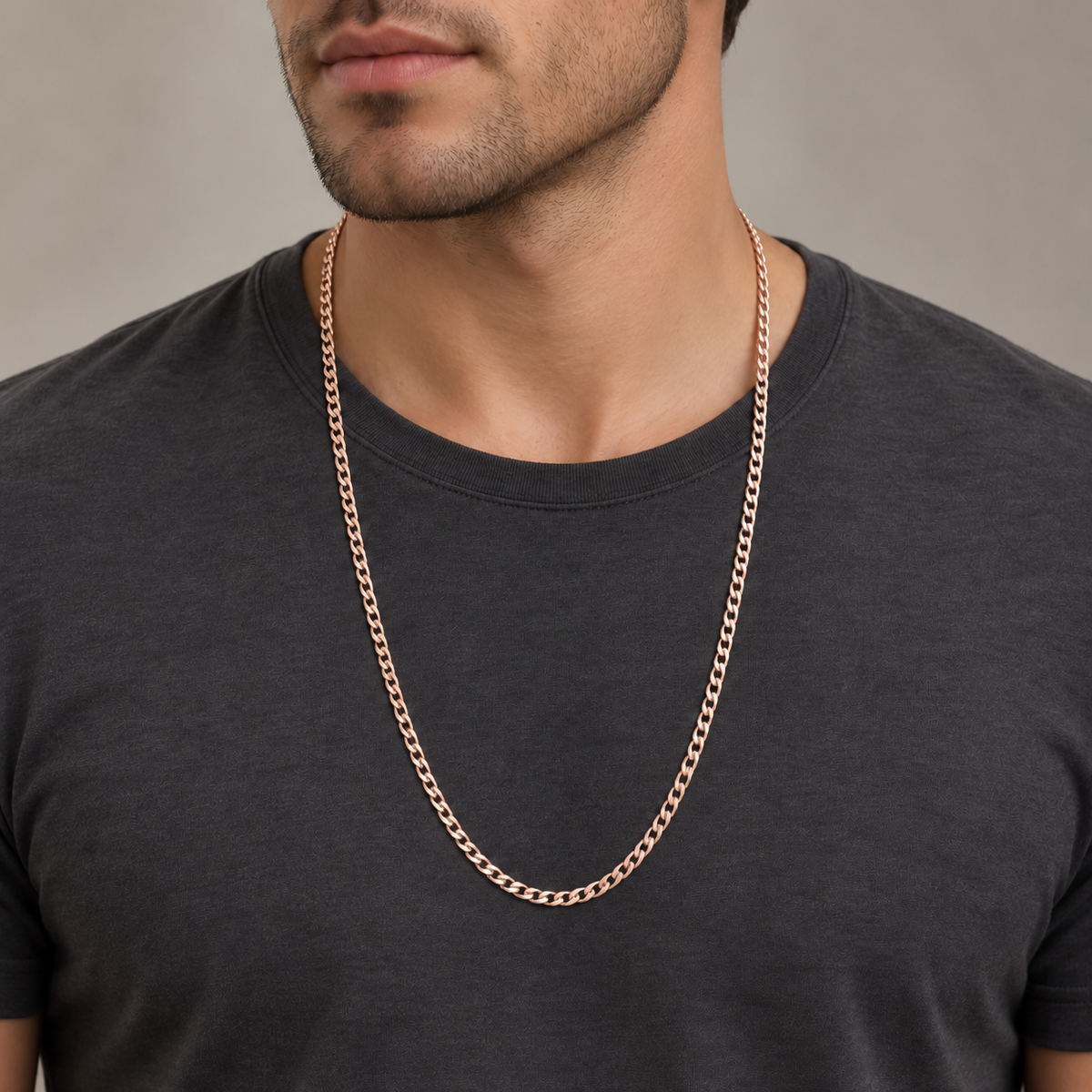 9ct Rose Gold Curb Chain Necklace Flat Link Polished 27.5 Inches