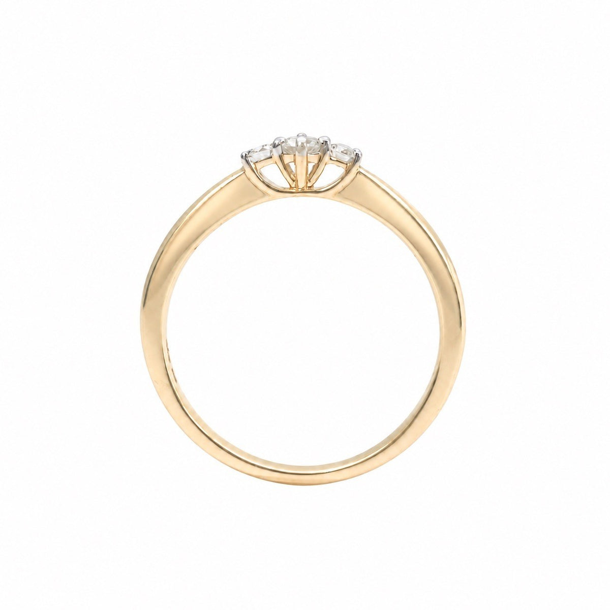 14ct Yellow Gold Natural Diamond Trilogy Ring Three Stone Claw Set 0.15ct