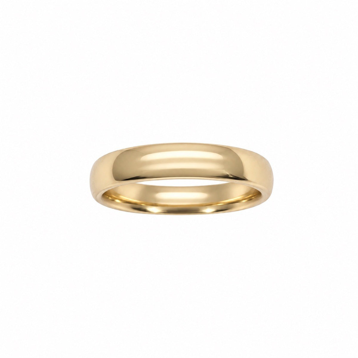9ct Yellow Gold Plain Polished Wedding Band Ring Classic Court Shape - 4mm