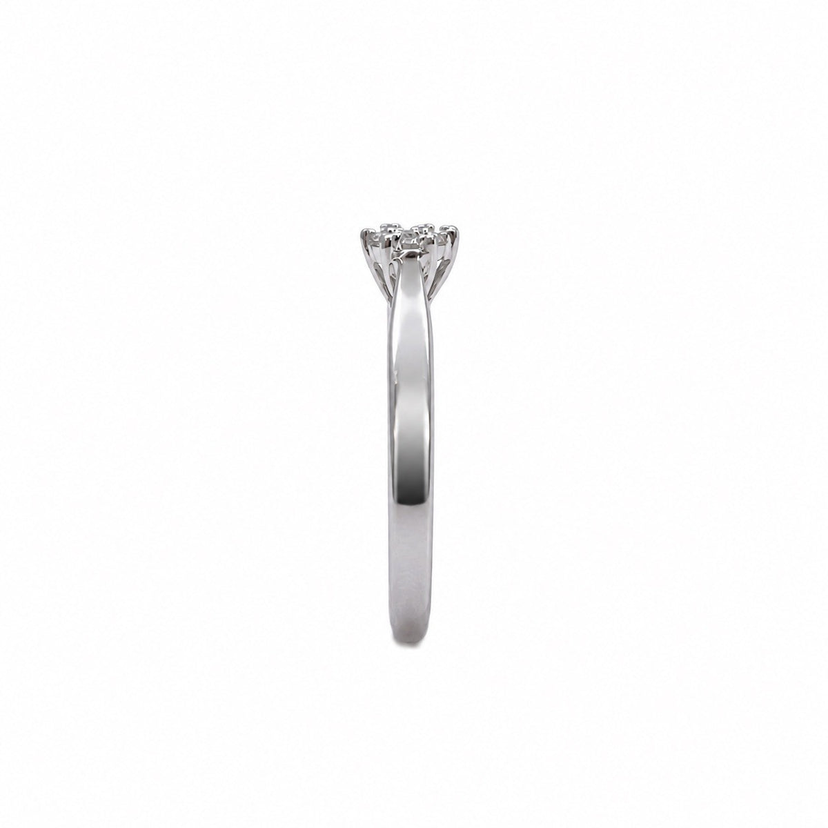 14ct White Gold Natural Diamond Cluster Ring Seven Stone Flower 0.10ct