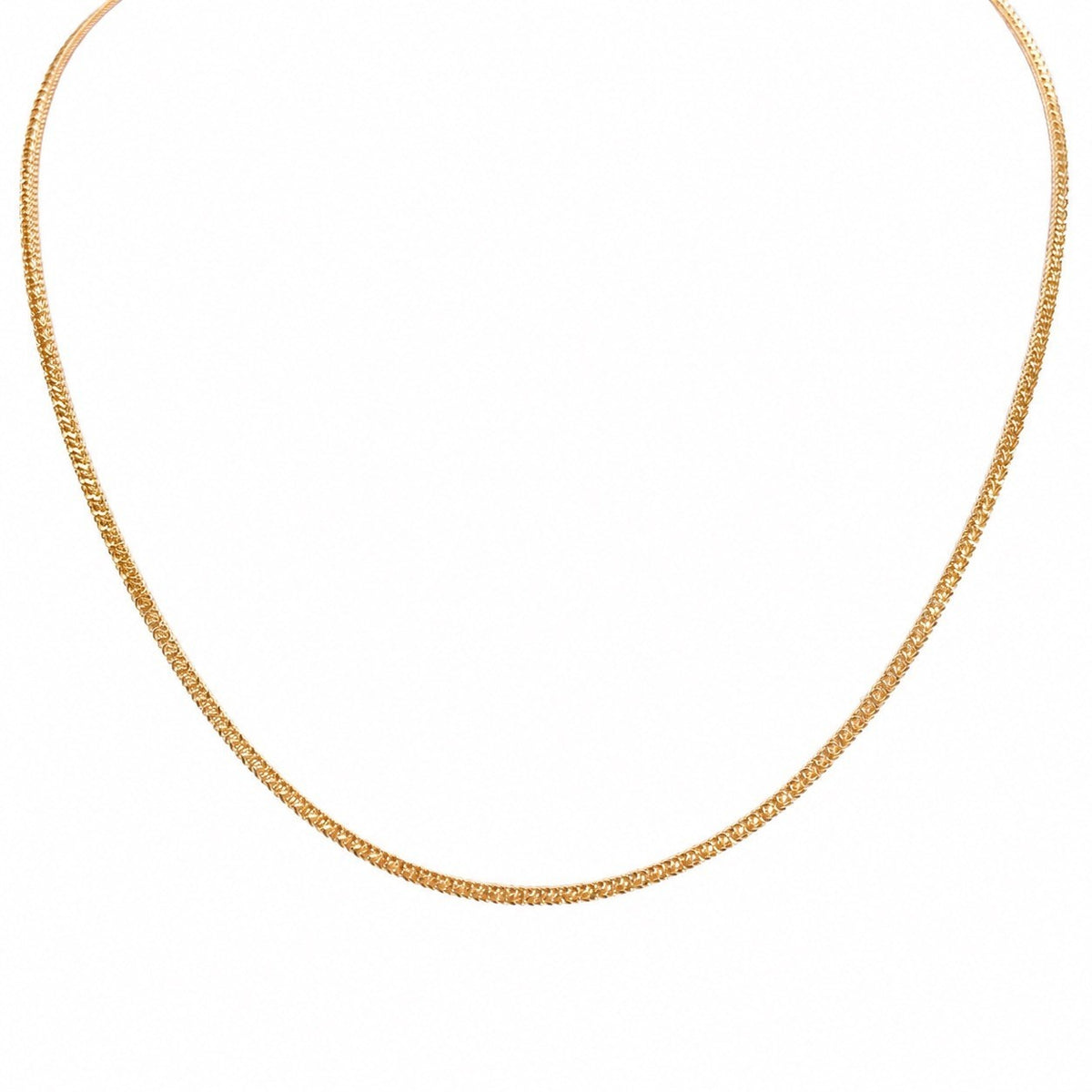 22ct Yellow Gold Diamond Cut Flat Franco Chain Tight Weave 2mm 18 Inches
