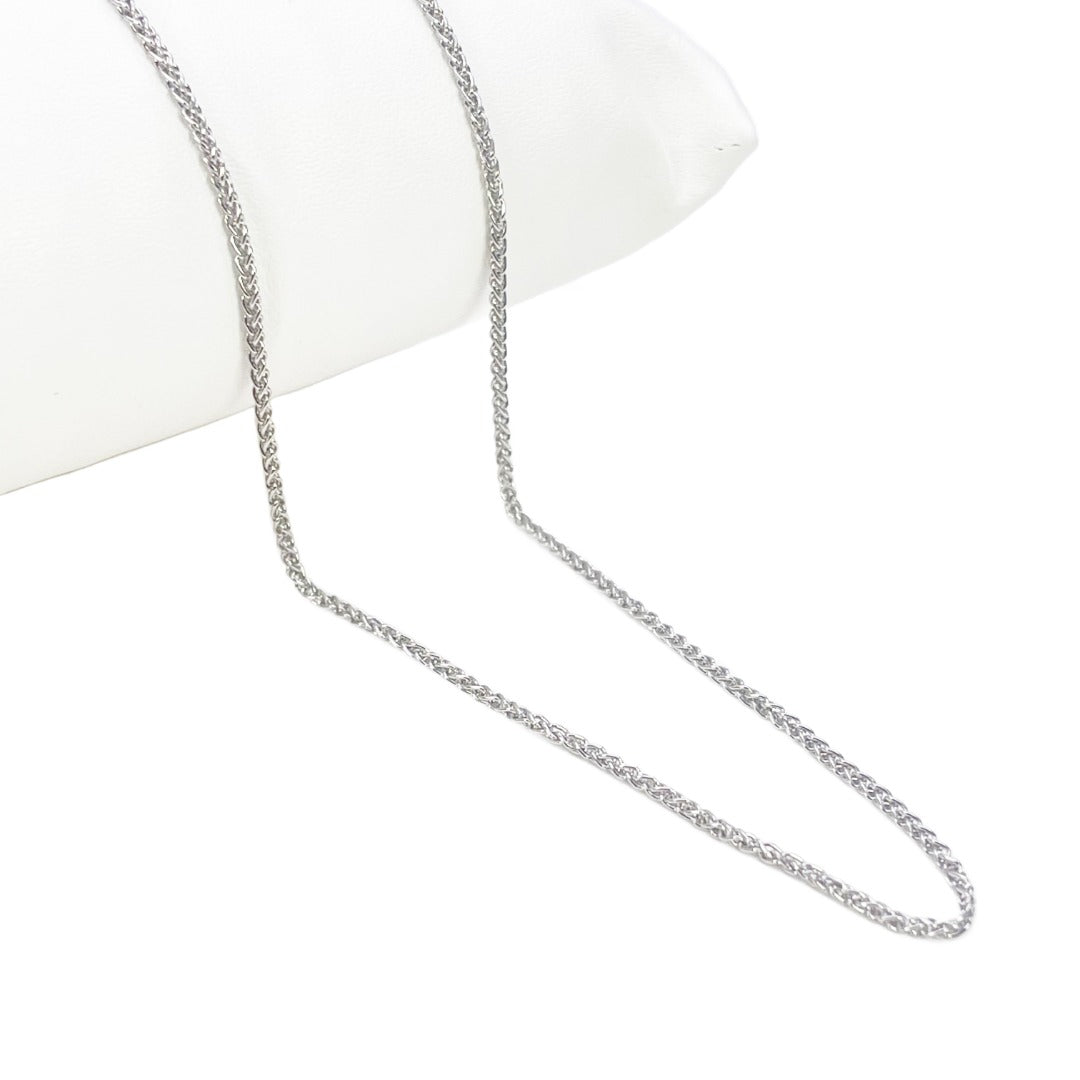 Platinum Spiga Chain Necklace Wheat Link Design 16 Inches