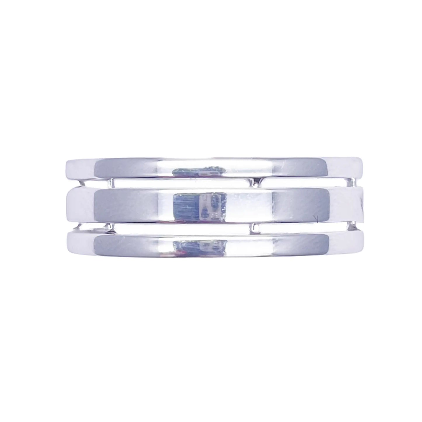Mens Platinum 7mm Unique Polished 3 Row Cut Out Wedding Band Heavy Weight  Platinum Ring