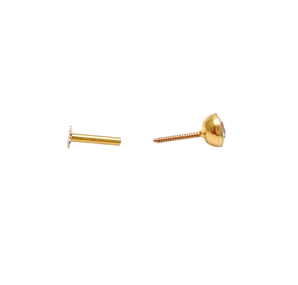 22 Karat Gelbgold runde Lünette Kinderohrstecker 2,5-4,5 mm
