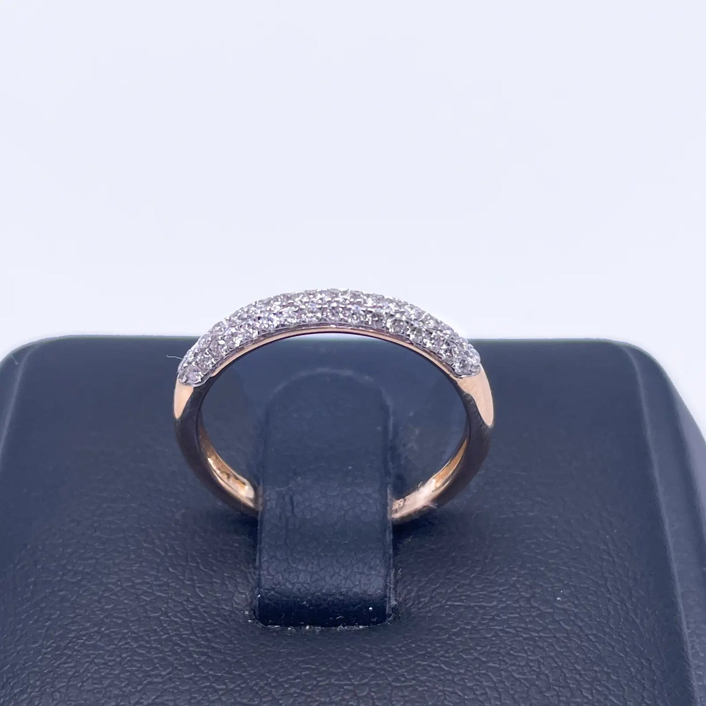 14ct Yellow Gold Diamond 3 Row Dome Shaped Pave Set Ring 0.34ct  Diamond Ring