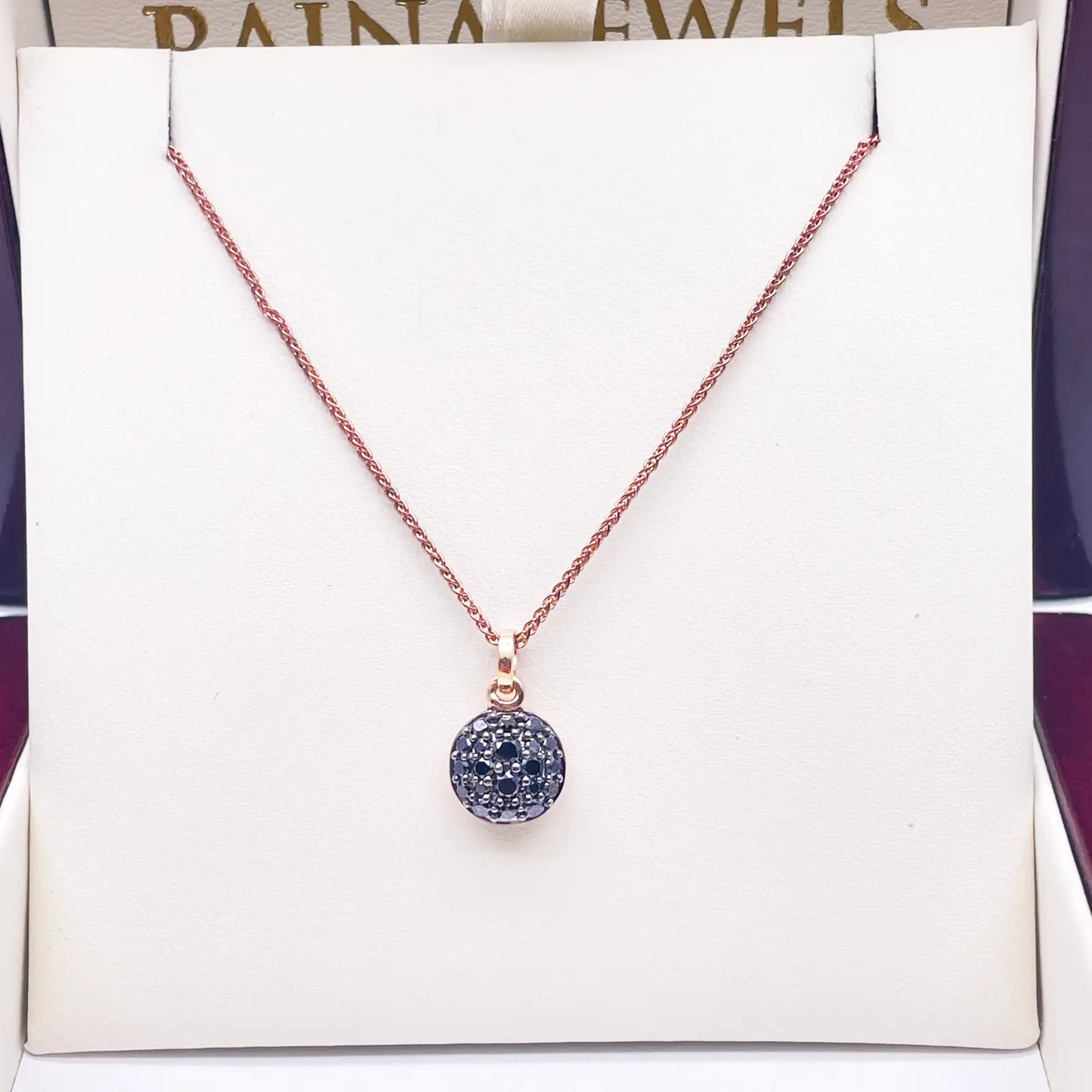 18ct Rose Gold & Natural Black Diamond Cluster Pendant 0.42cts with Chain 