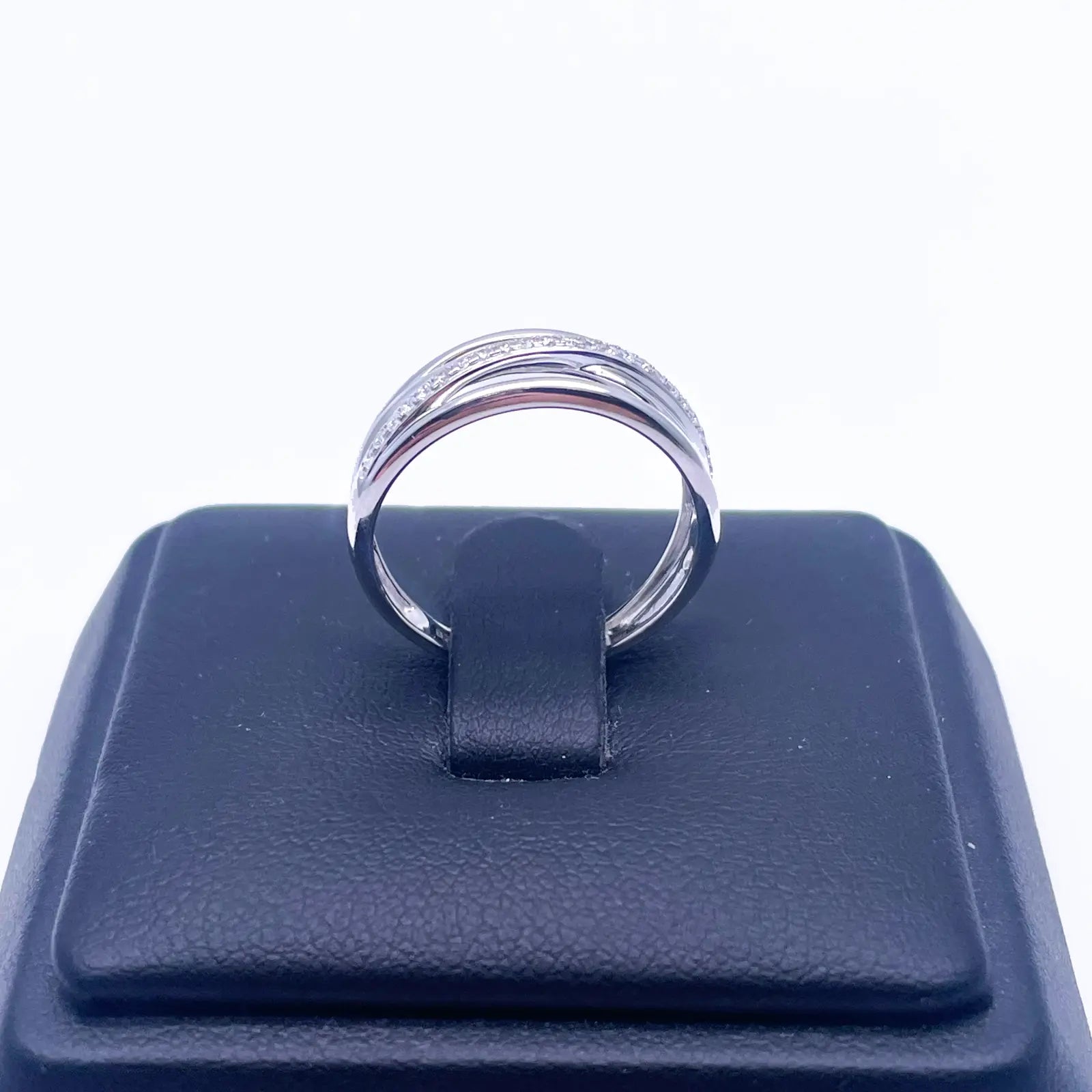 18ct White Gold Diamond Polished Crossover Half Eternity Ring 0.12ct  Diamond Ring
