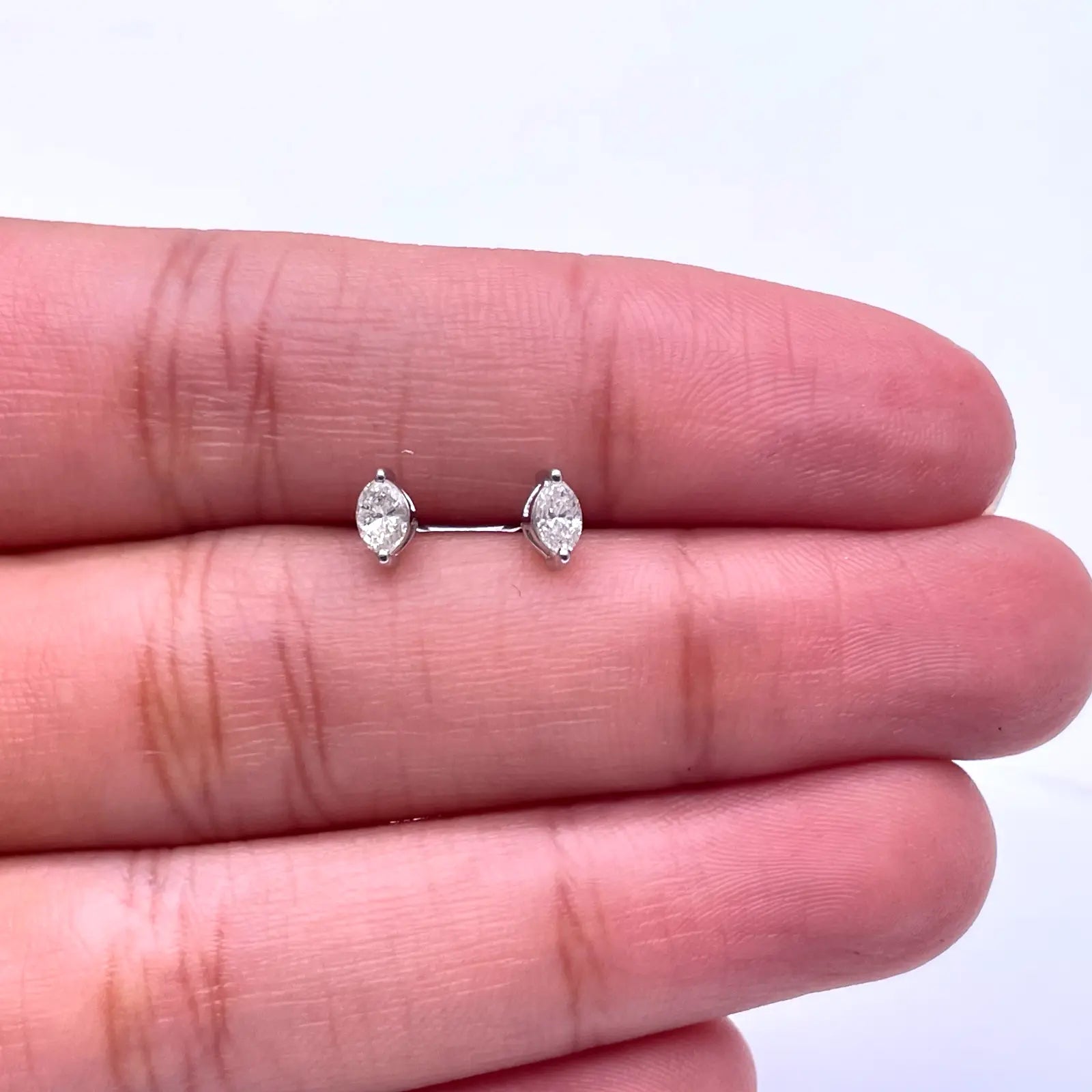 18ct White Gold Marquise Diamond Stud Earrings 0.24ct 