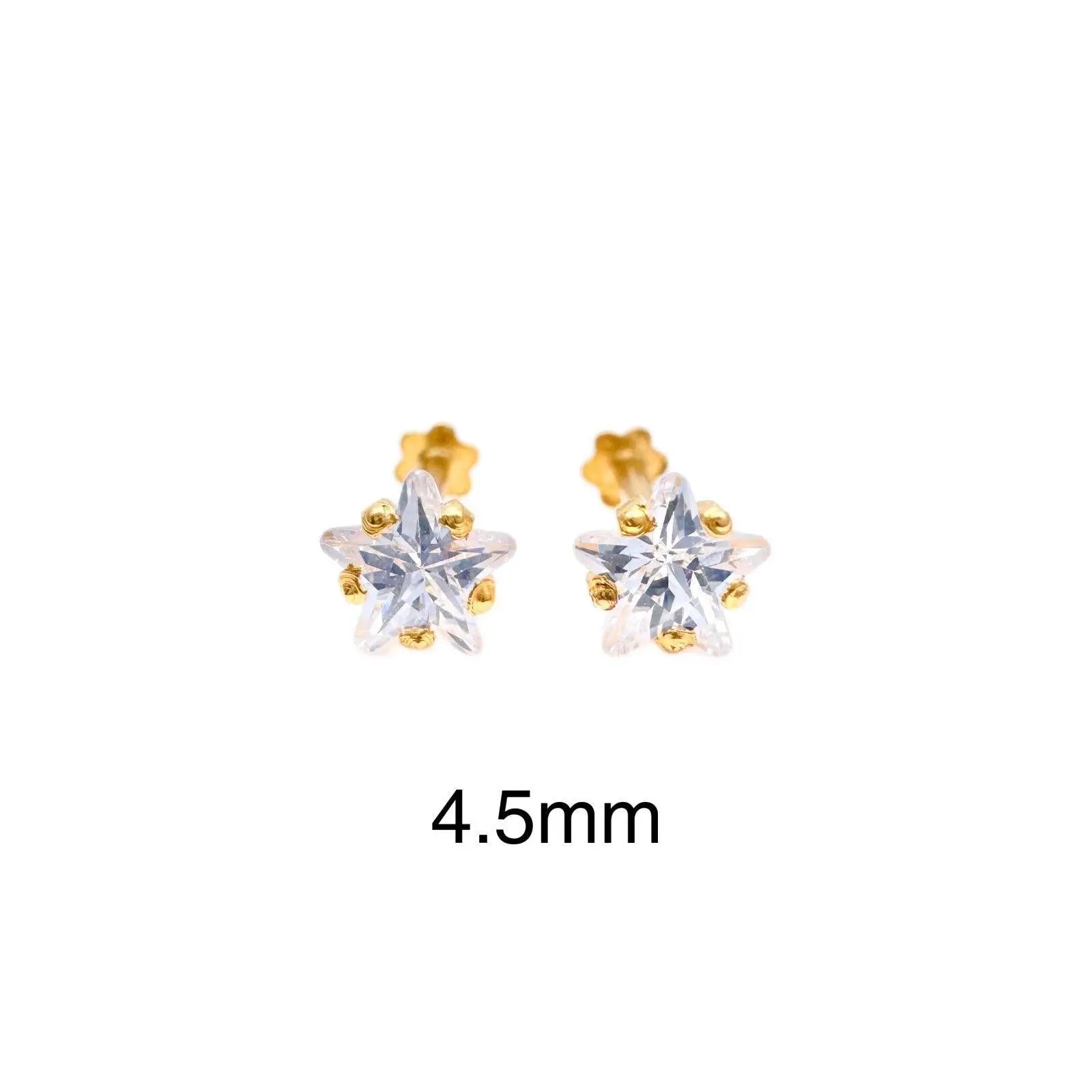 22ct Yellow Gold & Cubic Zirconia Children Stud Earrings Durable Steam 3.0-4.5MM 