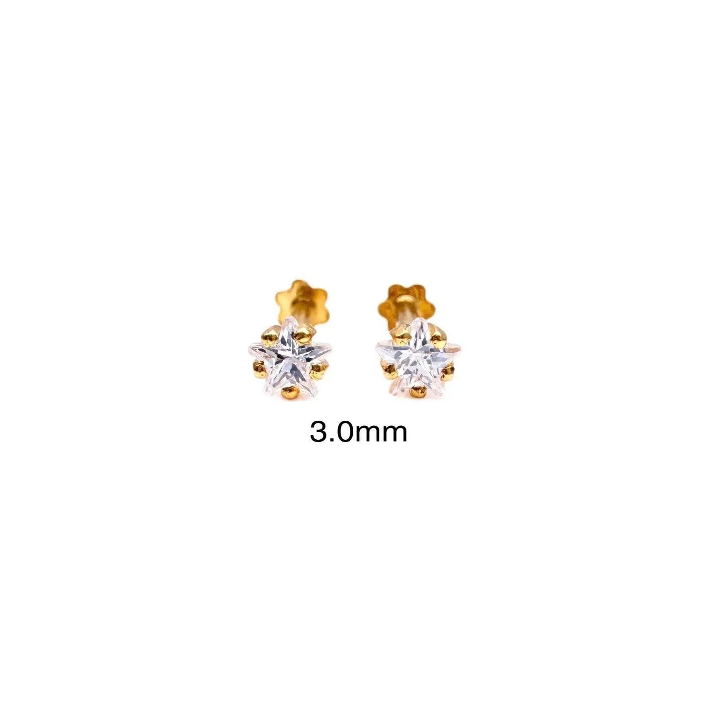22ct Yellow Gold & Cubic Zirconia Children Stud Earrings Durable Steam 3.0-4.5MM 
